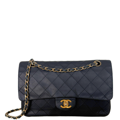 Chanel Timeless Double Flap Bag Medium Vintage schwarz / akzeptabel Chanel