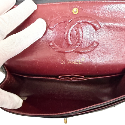 Chanel Timeless Double Flap Bag Medium Vintage schwarz / akzeptabel Chanel