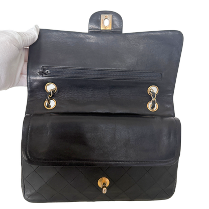Chanel Timeless Double Flap Bag Medium Vintage schwarz / akzeptabel Chanel