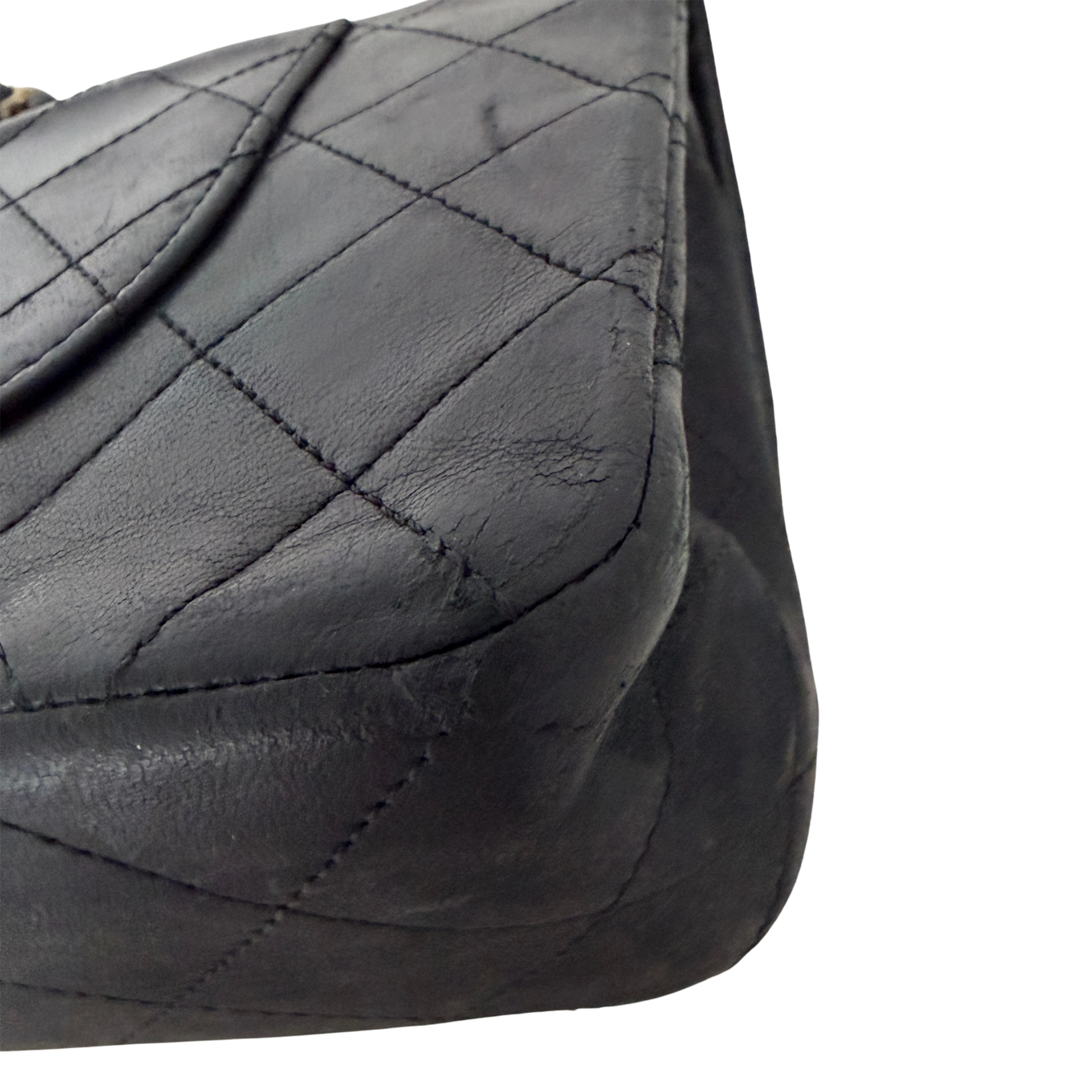 Chanel Timeless Double Flap Bag Medium Vintage schwarz / akzeptabel Chanel