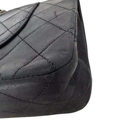 Chanel Timeless Double Flap Bag Medium Vintage schwarz / akzeptabel Chanel
