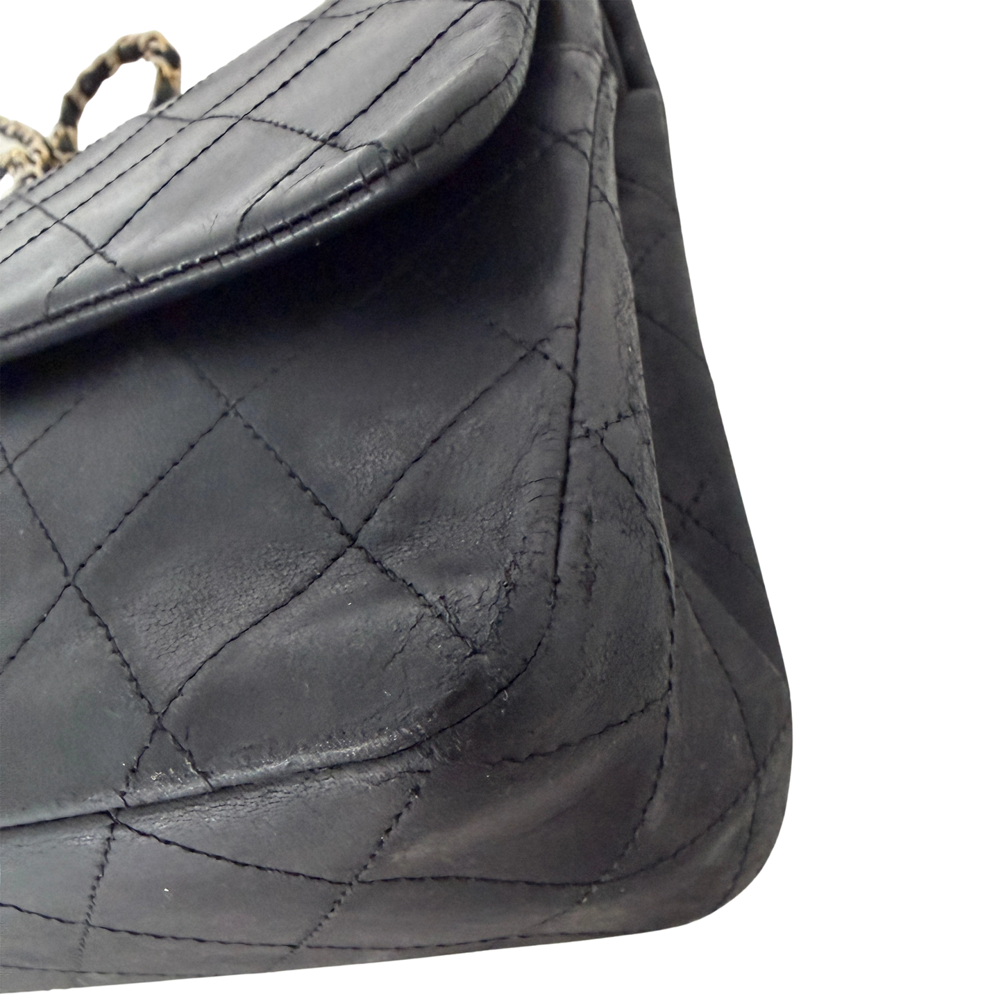 Chanel Timeless Double Flap Bag Medium Vintage schwarz / akzeptabel Chanel