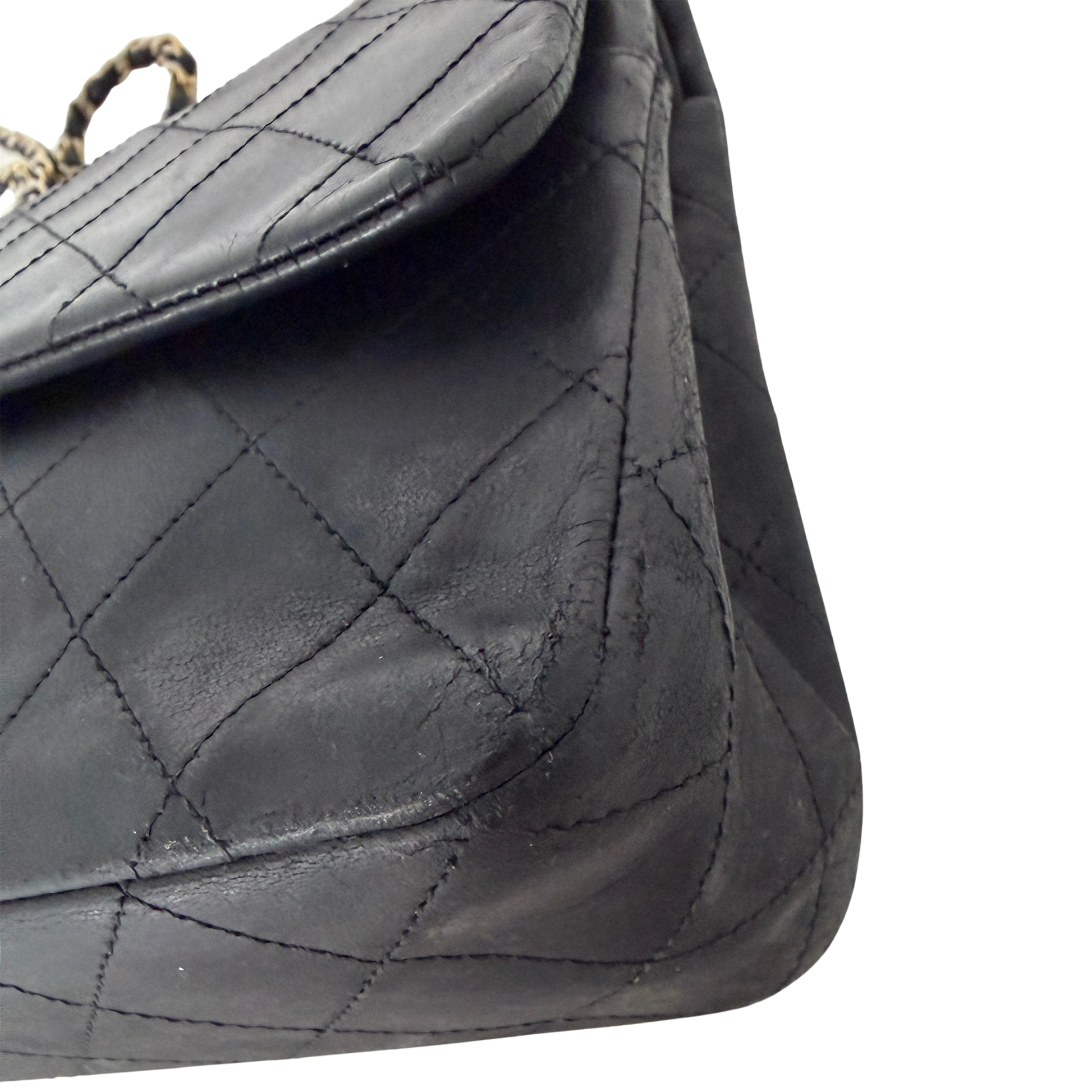 Chanel Timeless Double Flap Bag Medium Vintage schwarz / akzeptabel Chanel