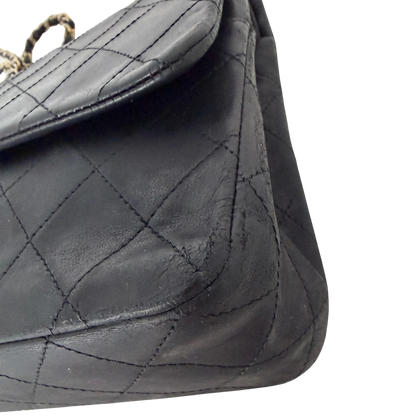 Chanel Timeless Double Flap Bag Medium Vintage schwarz / akzeptabel Chanel