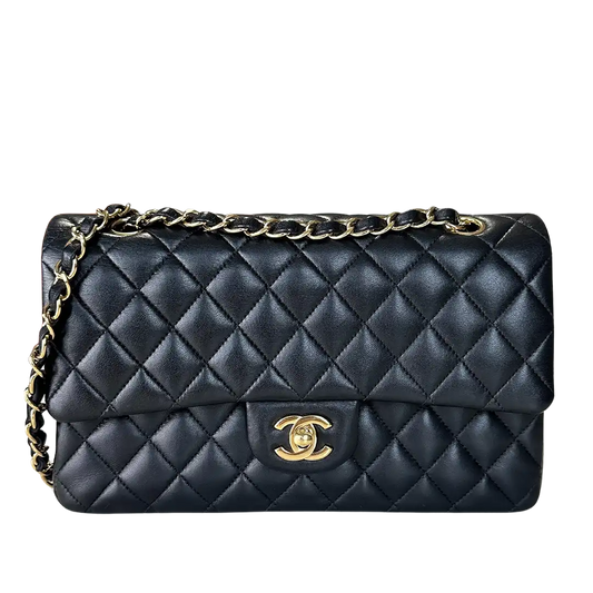 Chanel Timeless Double Flap Bag  Medium schwarz Lammleder Fullset / sehr gut Chanel