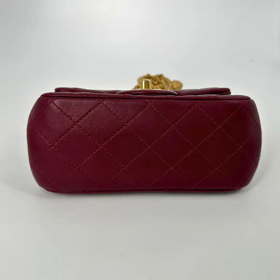 Chanel Timeless Mini Square Pearl Crush Lammleder burgundy / sehr gut Chanel