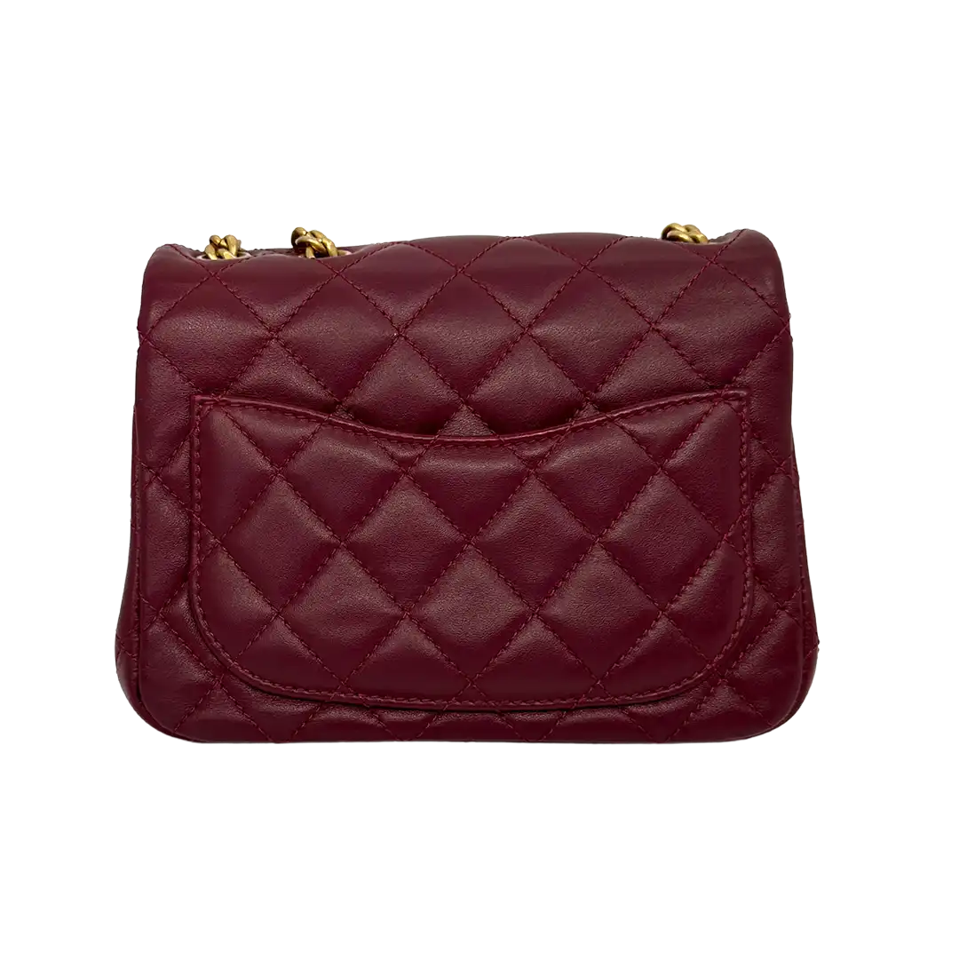 Chanel Timeless Mini Square Pearl Crush Lammleder burgundy / sehr gut Chanel