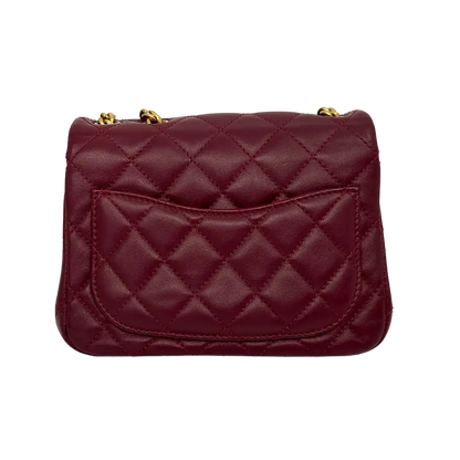 Chanel Timeless Mini Square Pearl Crush Lammleder burgundy / sehr gut Chanel