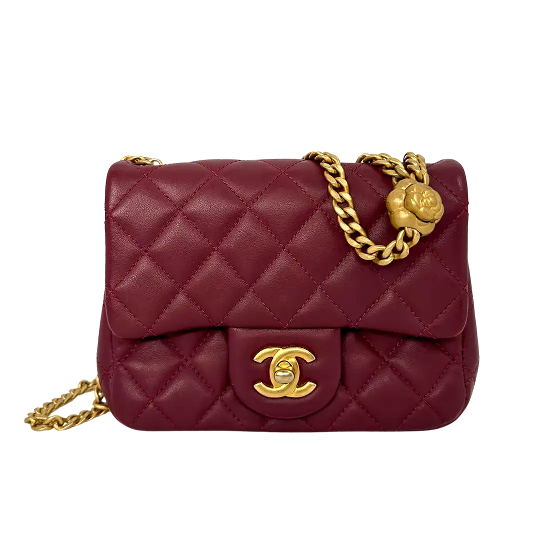 Chanel Timeless Mini Square Pearl Crush Lammleder burgundy / sehr gut Chanel