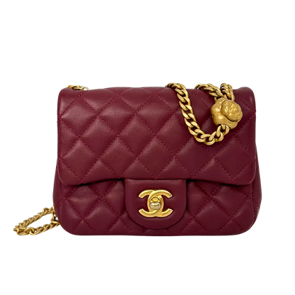 Chanel Timeless Mini Square Pearl Crush Lammleder burgundy / sehr gut Chanel