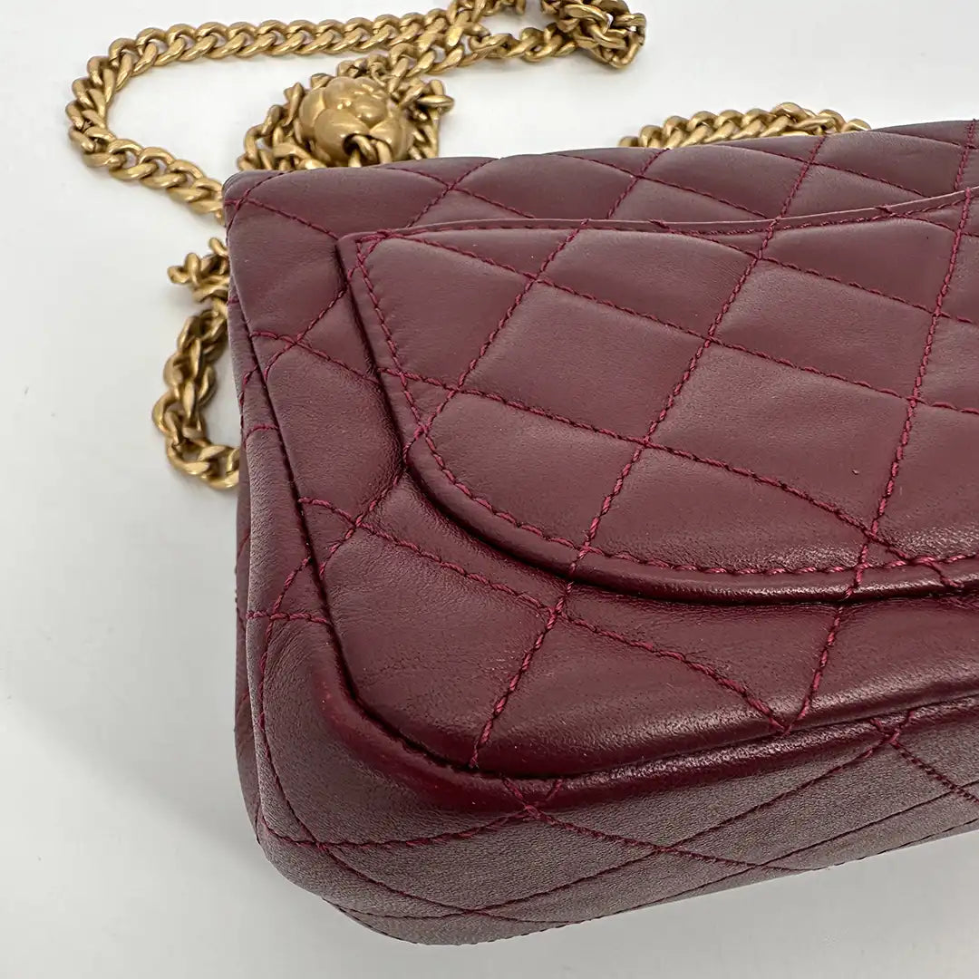 Chanel Timeless Mini Square Pearl Crush Lammleder burgundy / sehr gut Chanel