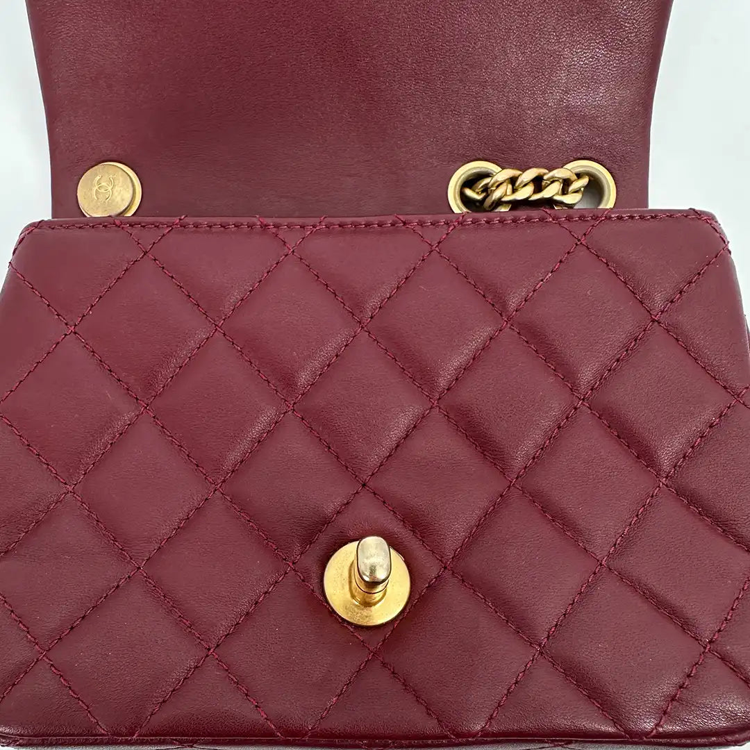 Chanel Timeless Mini Square Pearl Crush Lammleder burgundy / sehr gut Chanel