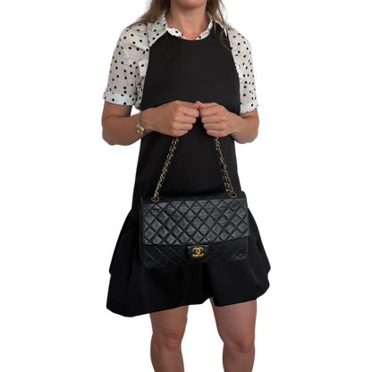 Chanel Classic Single Flap Medium Navy Lammleder / gut Chanel