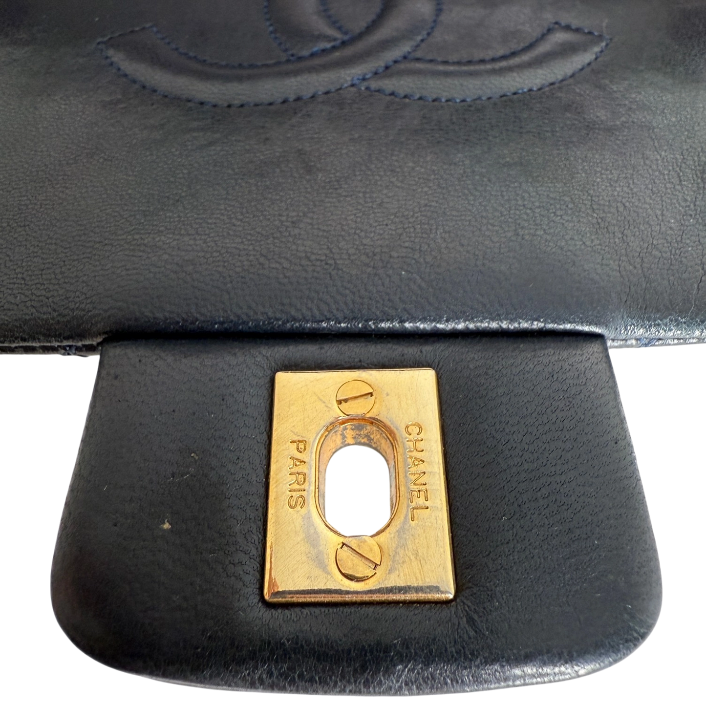 Chanel Classic Single Flap Medium Navy Lammleder / gut Chanel