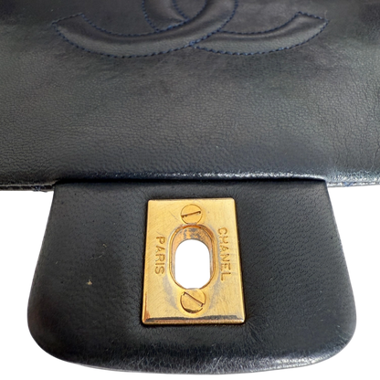 Chanel Classic Single Flap Medium Navy Lammleder / gut Chanel
