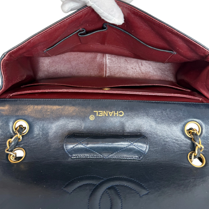 Chanel Classic Single Flap Medium Navy Lammleder / gut Chanel