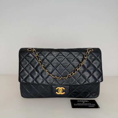 Chanel Classic Single Flap Medium Navy Lammleder / gut Chanel
