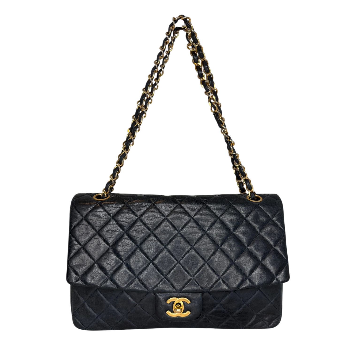 Chanel Classic Single Flap Medium Navy Lammleder / gut Chanel