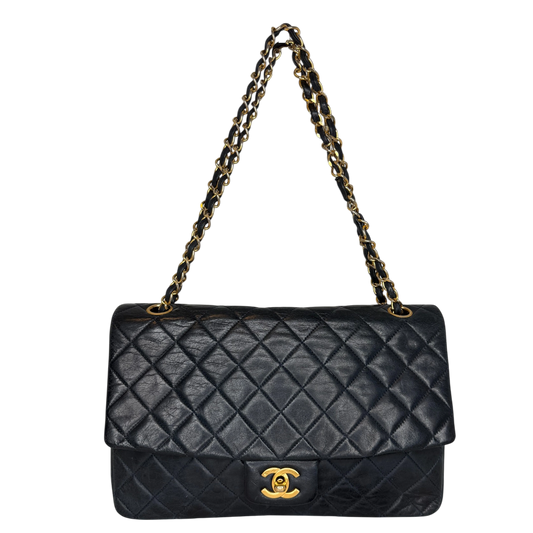 Chanel Classic Single Flap Medium Navy Lammleder / gut Chanel