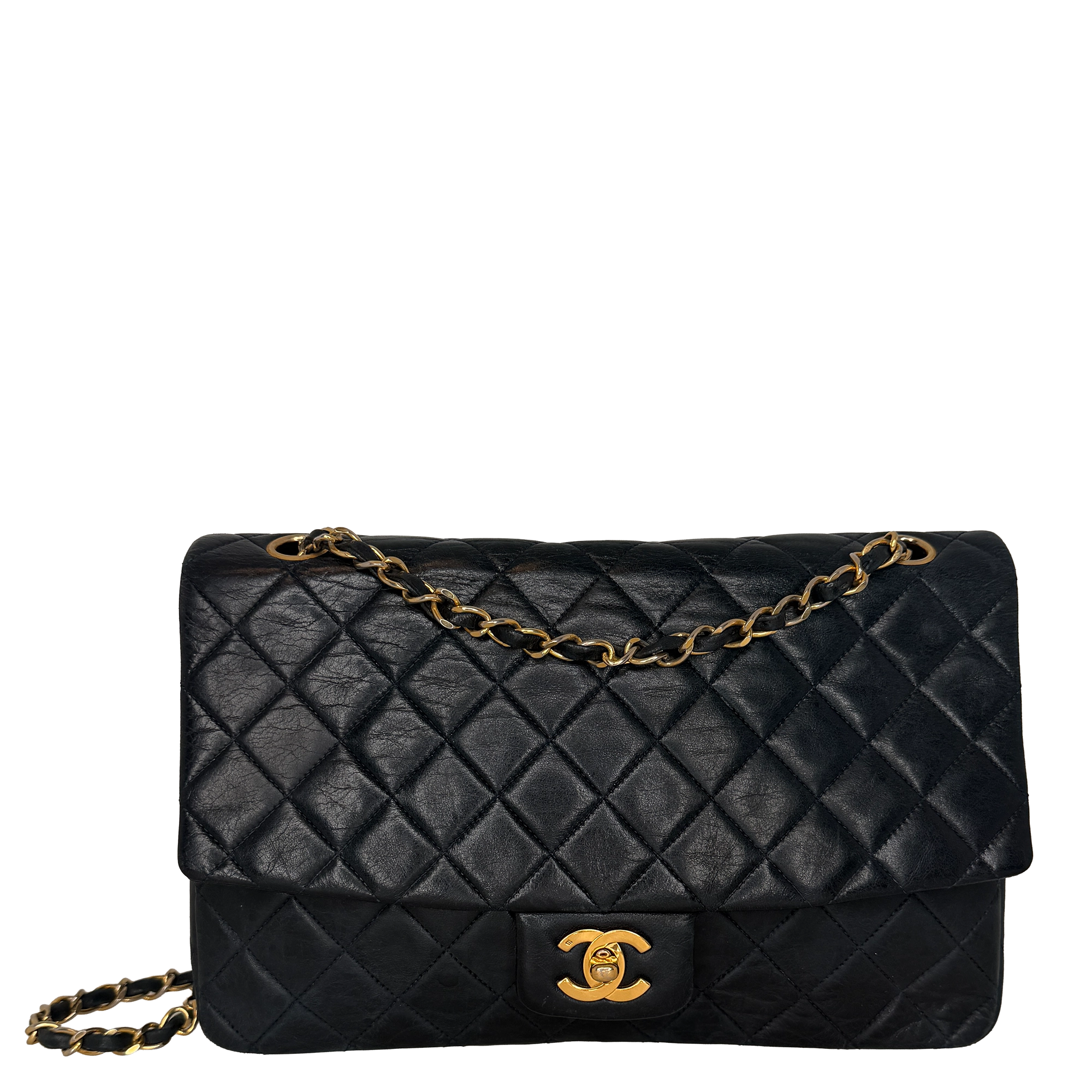 Chanel Classic Single Flap Medium Navy Lammleder / gut Chanel