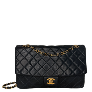 Chanel Classic Single Flap Medium Navy Lammleder / gut