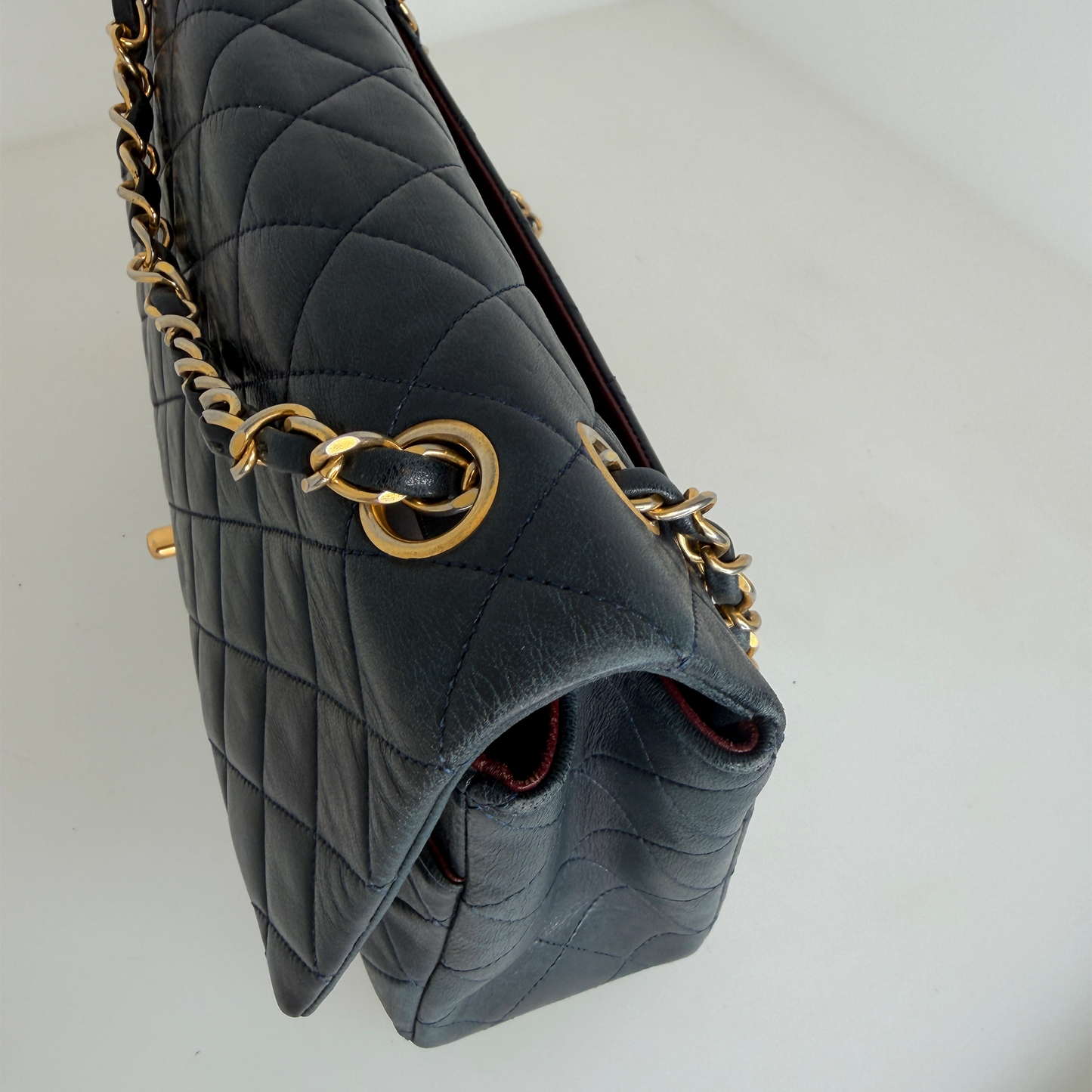 Chanel Classic Single Flap Medium Navy Lammleder / gut Chanel