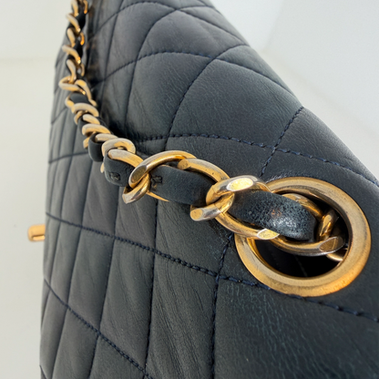 Chanel Classic Single Flap Medium Navy Lammleder / gut Chanel