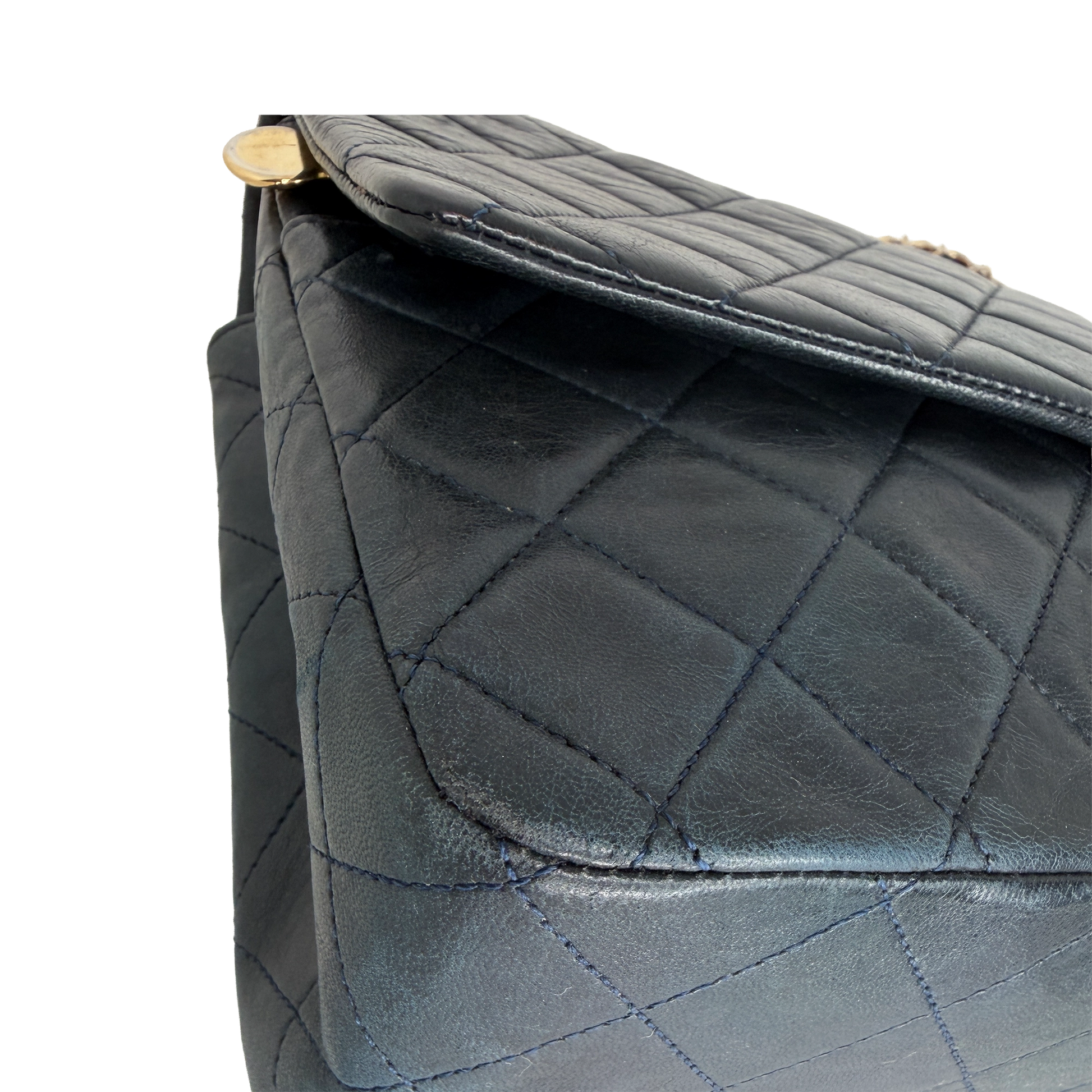 Chanel Classic Single Flap Medium Navy Lammleder / gut Chanel