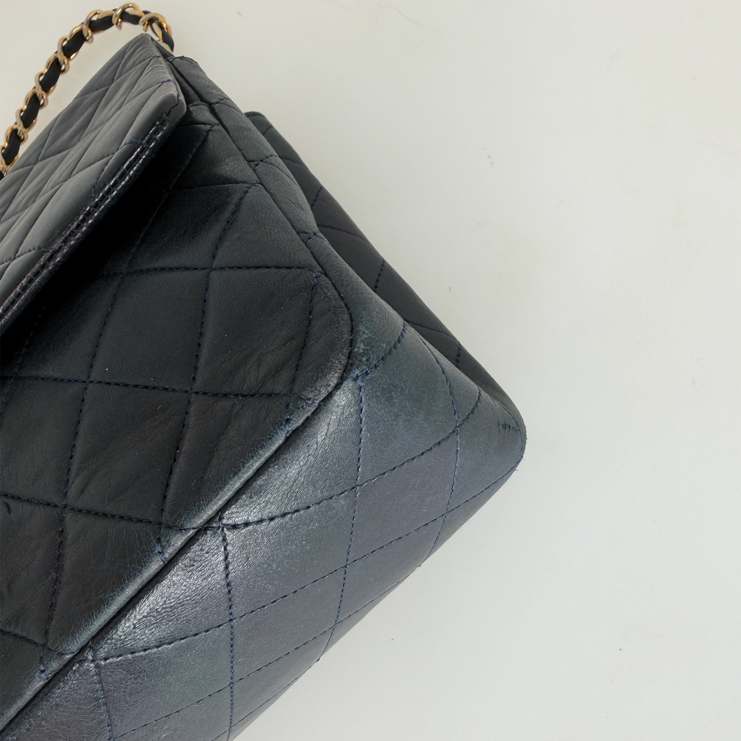 Chanel Classic Single Flap Medium Navy Lammleder / gut Chanel