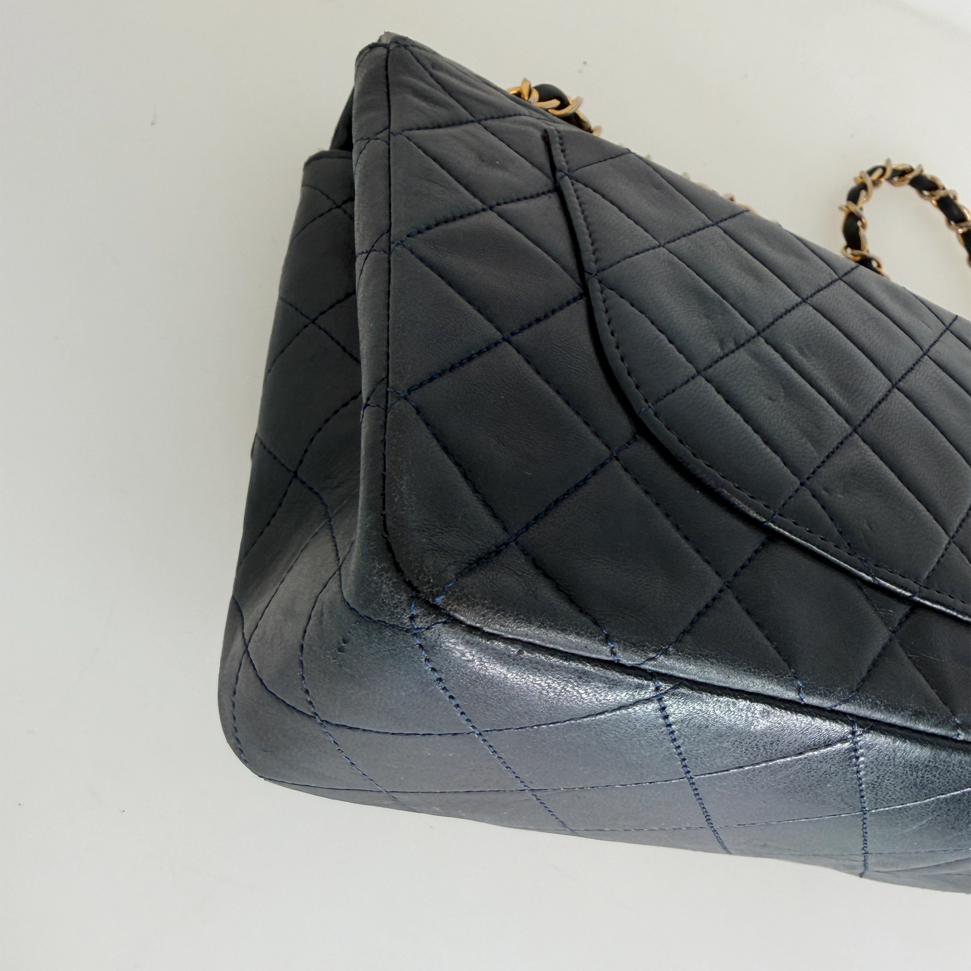 Chanel Classic Single Flap Medium Navy Lammleder / gut Chanel