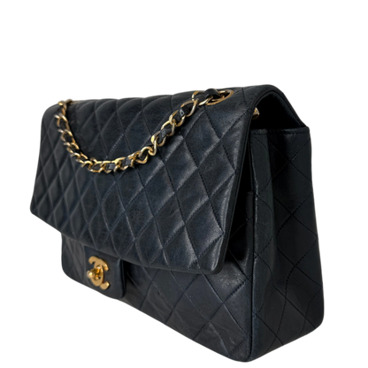 Chanel Classic Single Flap Medium Navy Lammleder / gut Chanel