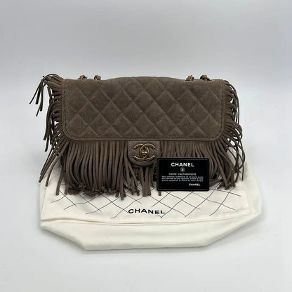 Chanel Timeless Paris-Dallas Fringe Timeless Flap Bag Lammleder grau/taupe  / neuwertig Chanel