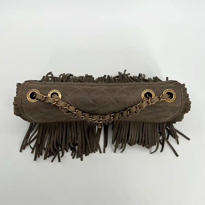 Chanel Timeless Paris-Dallas Fringe Timeless Flap Bag Lammleder grau/taupe  / neuwertig Chanel