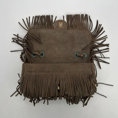 Chanel Timeless Paris-Dallas Fringe Timeless Flap Bag Lammleder grau/taupe  / neuwertig Chanel