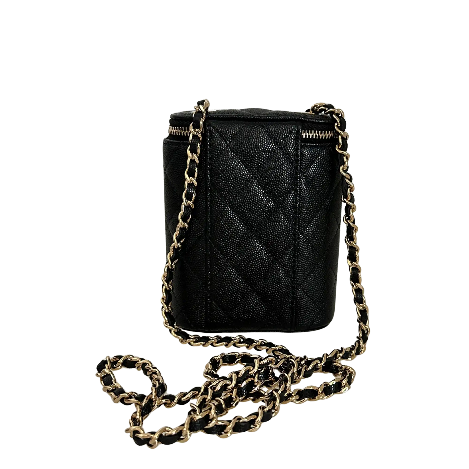 Chanel Vertical Coco Beauty Vanity Case small Kaviarleder Fullset / ungetragen Chanel