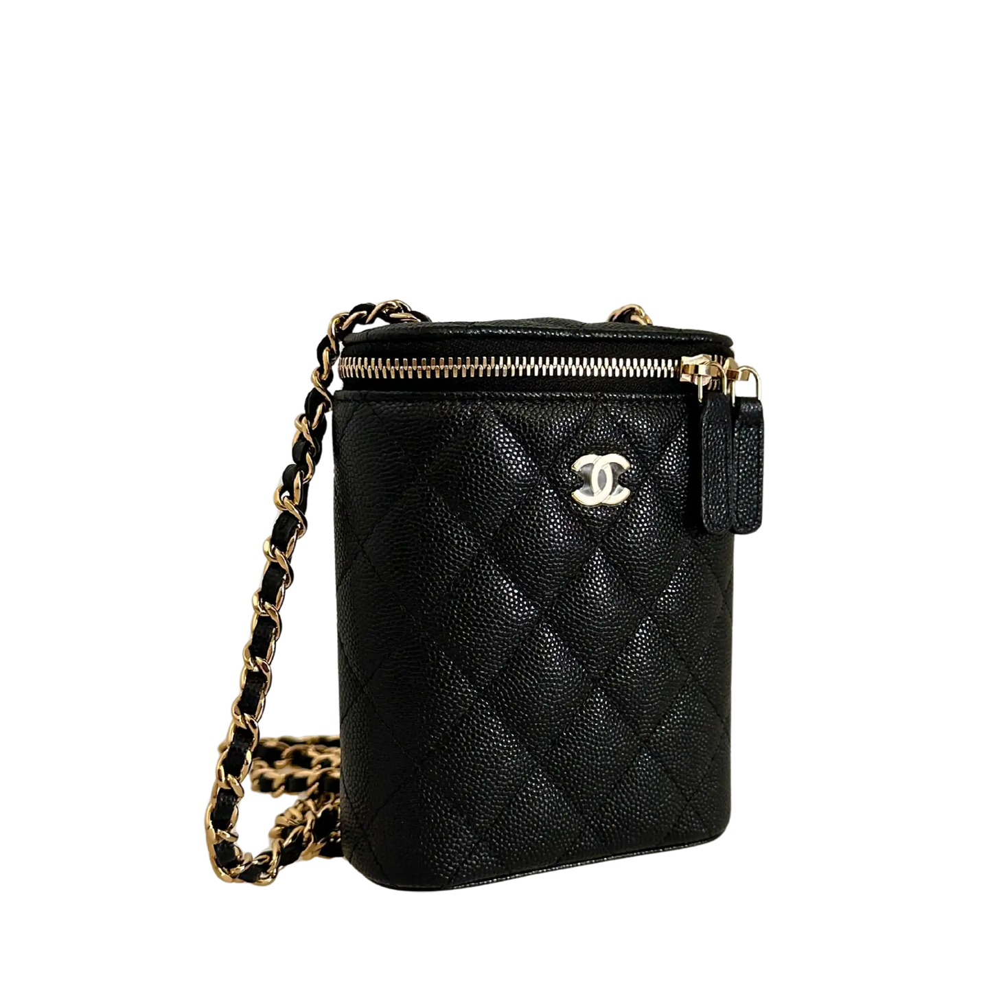 Chanel Vertical Coco Beauty Vanity Case small Kaviarleder Fullset / ungetragen Chanel
