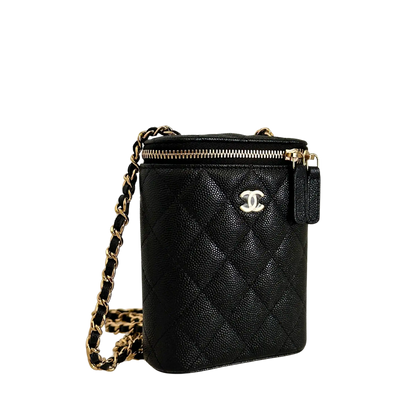Chanel Vertical Coco Beauty Vanity Case small Kaviarleder Fullset / ungetragen Chanel