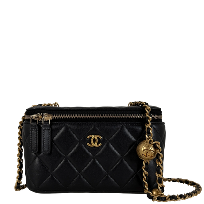 Chanel Vanity with Chain Pearl Crush Lambskin Black Gold