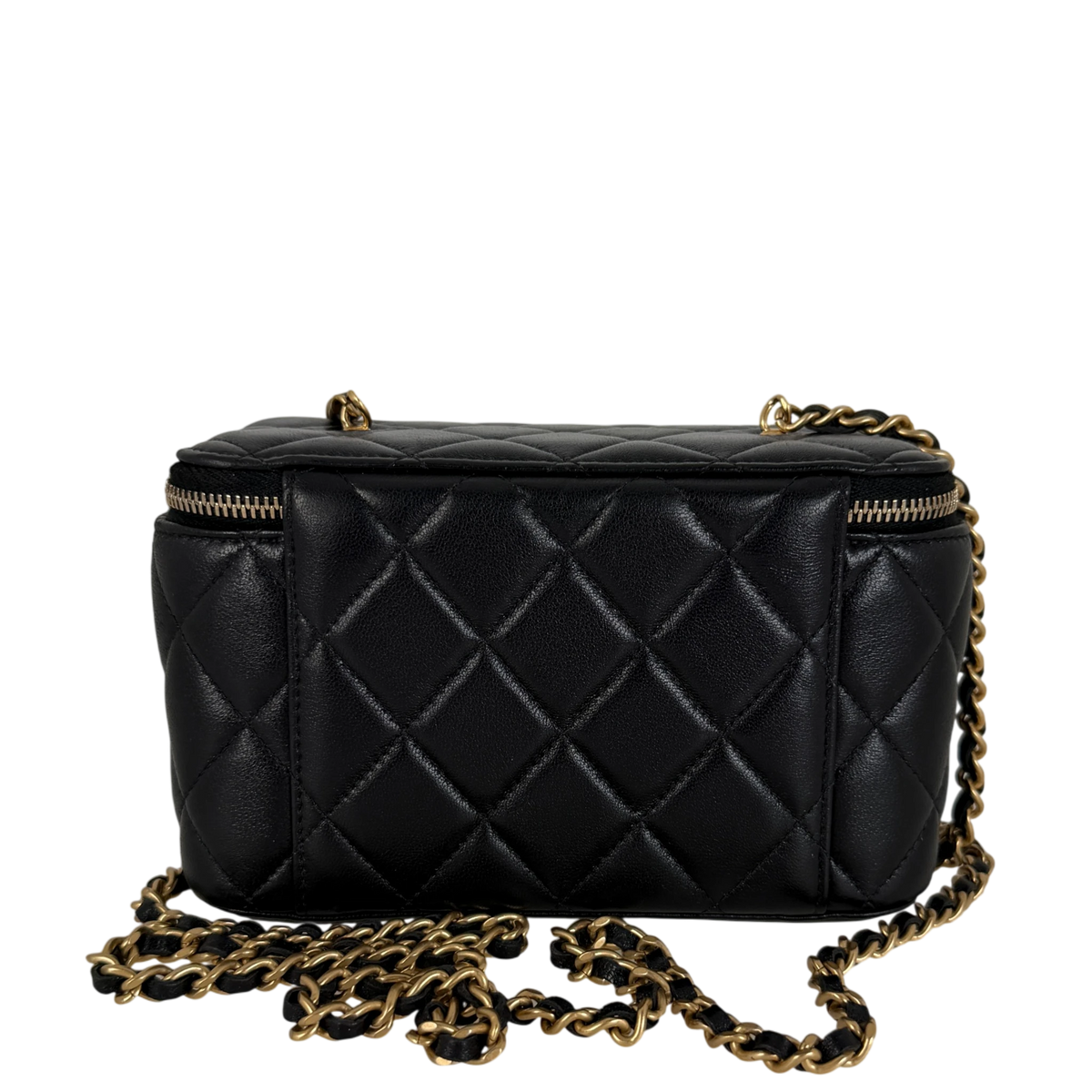 Chanel Vanity with Chain Pearl Crush Lambskin Black Gold