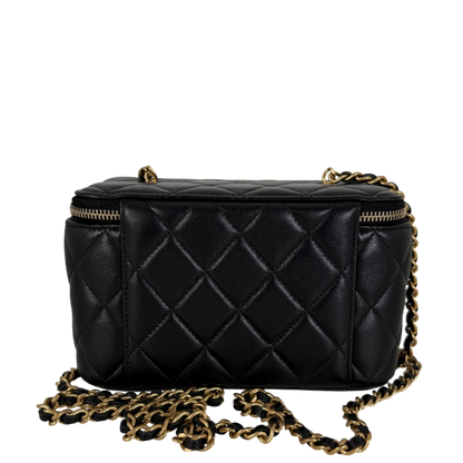 Chanel Vanity with Chain Pearl Crush Lambskin Black Gold