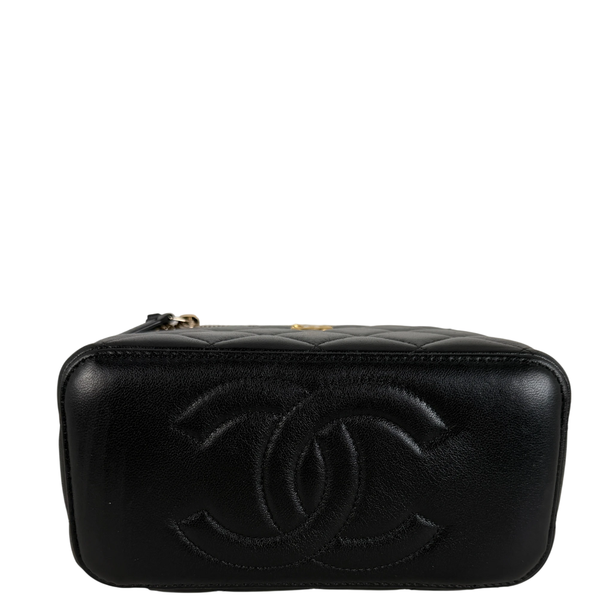 Chanel Vanity with Chain Pearl Crush Lambskin Black Gold