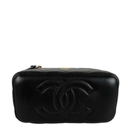 Chanel Vanity with Chain Pearl Crush Lambskin Black Gold