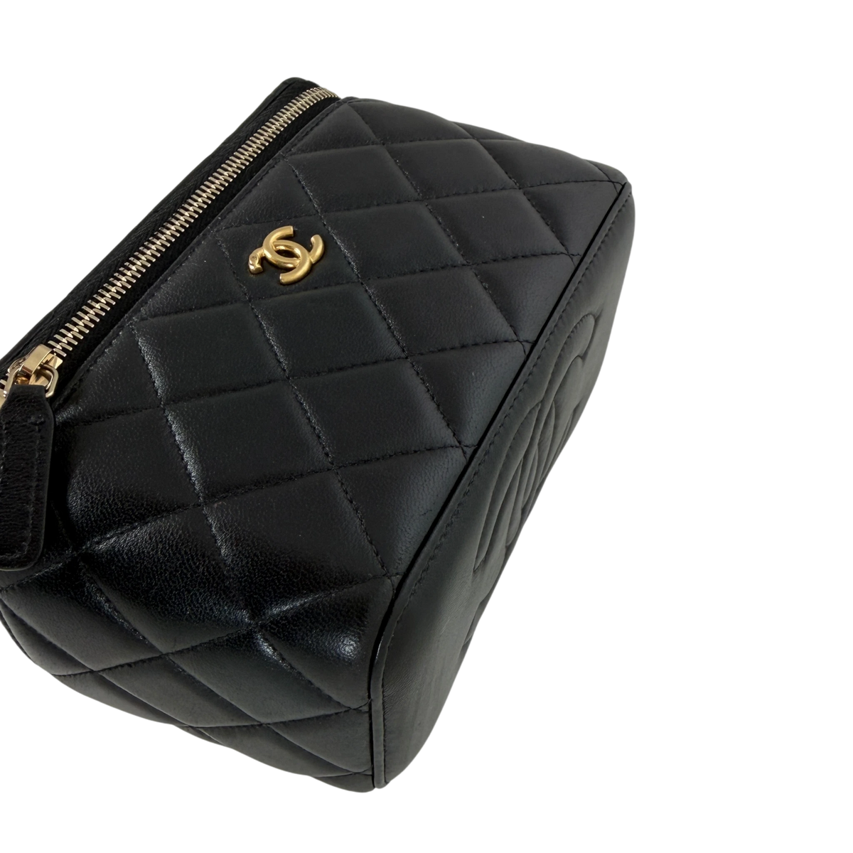 Chanel Vanity with Chain Pearl Crush Lambskin Black Gold