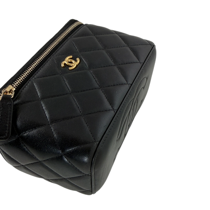 Chanel Vanity with Chain Pearl Crush Lambskin Black Gold