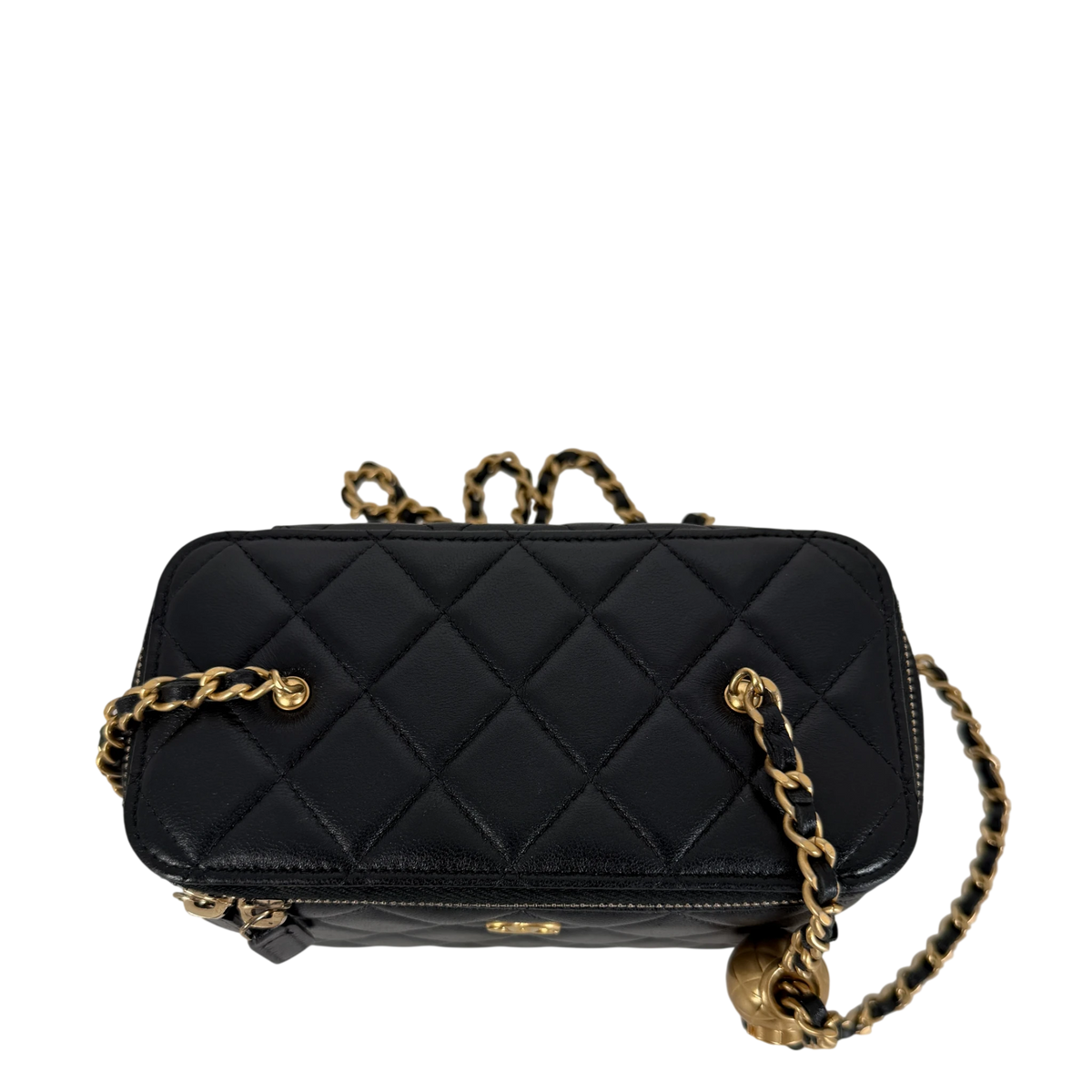 Chanel Vanity with Chain Pearl Crush Lambskin Black Gold