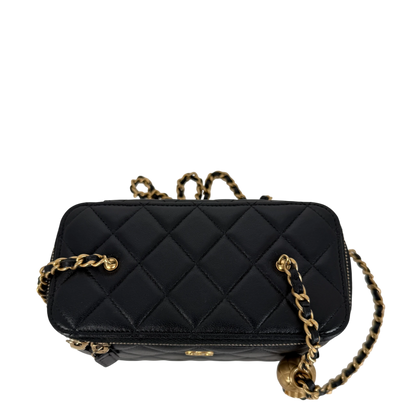 Chanel Vanity with Chain Pearl Crush Lambskin Black Gold