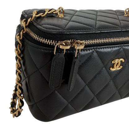 Chanel Vanity with Chain Pearl Crush Lambskin Black Gold