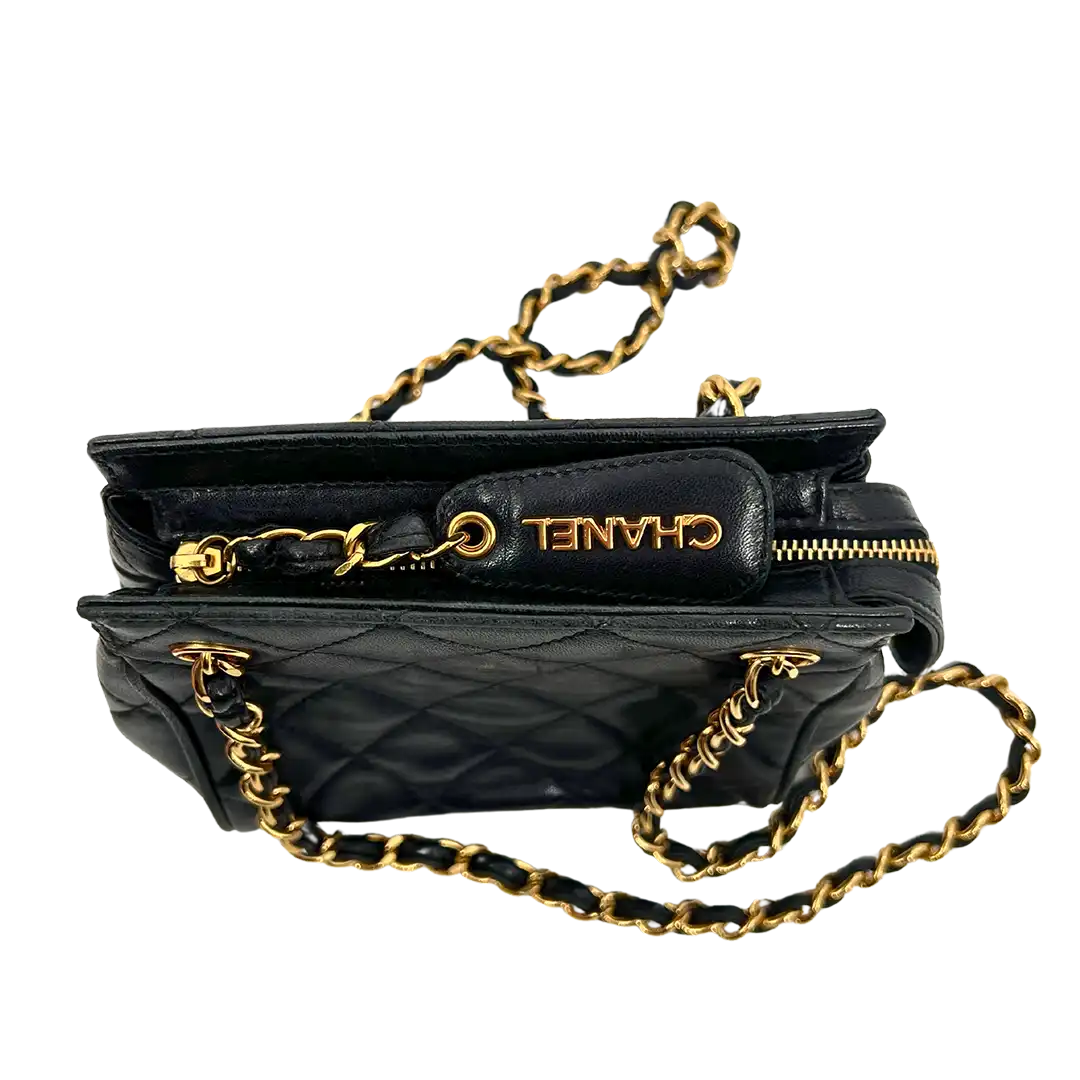 Chanel Mini Vintage Handtasche schwarz Leder / sehr gut Chanel