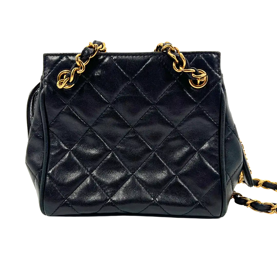 Chanel Mini Vintage Handtasche schwarz Leder / sehr gut Chanel