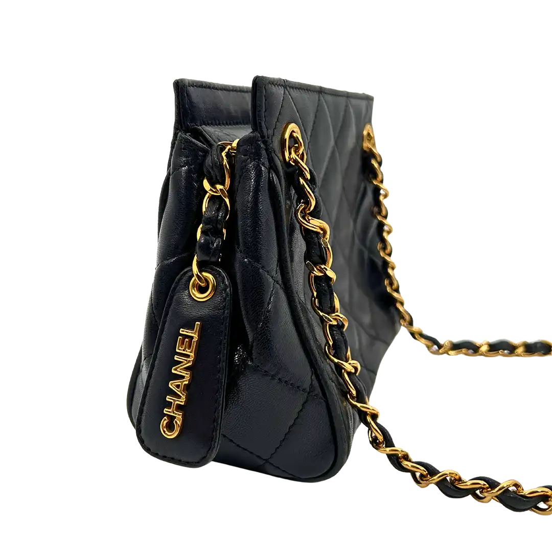 Chanel Mini Vintage Handtasche schwarz Leder / sehr gut Chanel